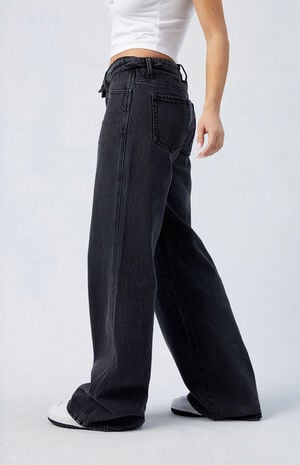 Pacsun Black Fold-Over Casey Low Rise Baggy Jeans | Pacsun