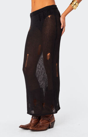 Britt Distressed Knit Maxi Skirt image number 1