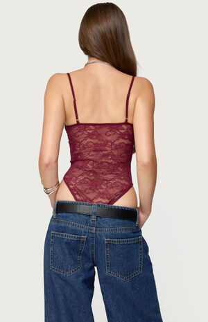 Strappy Sheer Lace Bodysuit image number 3