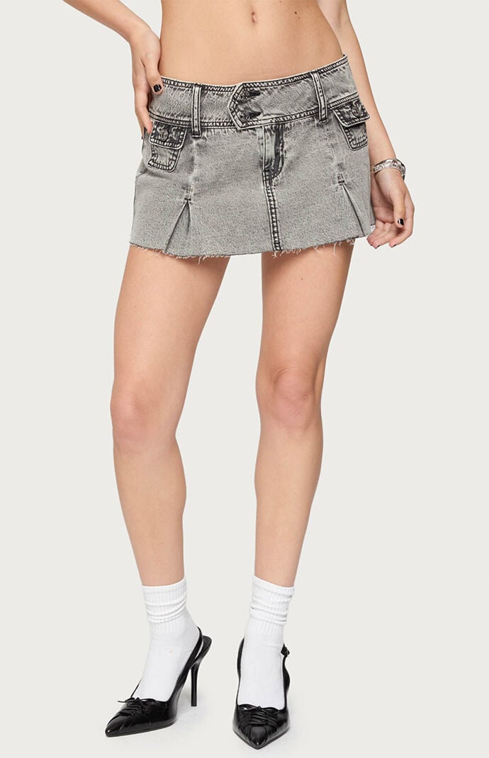 Edikted Vintage Washed Denim Mini Skort | PacSun