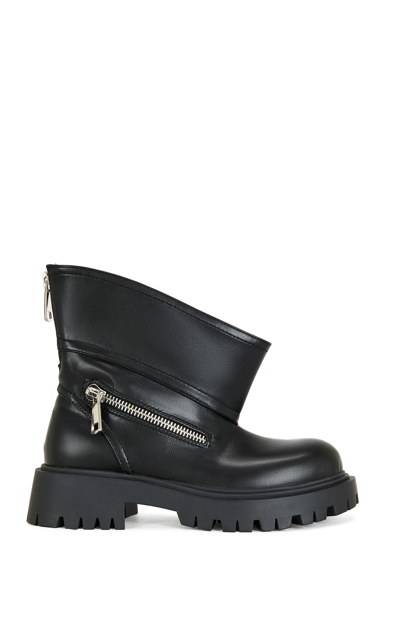 AZALEA WANG Mohsen Black Faux Fur Chunky Booties