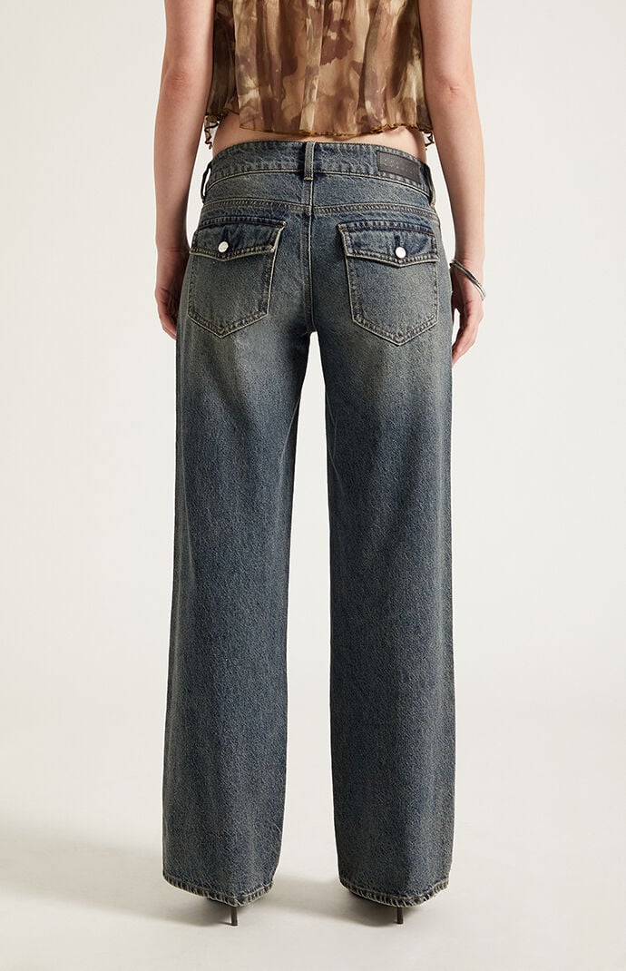 Pacsun Zoe Low Rise Girlfriend Jeans Dark Blue