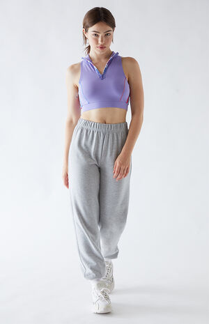 Lavender Zip Up Crop Top Lavender Zip Up Crop Top image number null