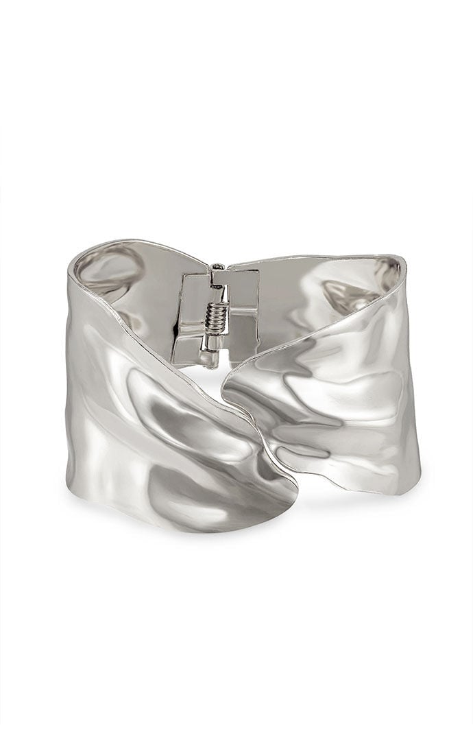 Ettika Melted Abstract Rhodium Plated Cuff Bracelet