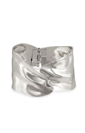 Melted Abstract Rhodium Plated Cuff Bracelet image number 1