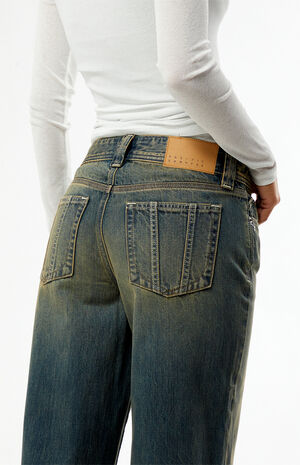 Casey Low Rise Baggy Jeans Seamed Pocket Dark Blue Tint image number 5