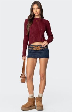 Split Open Back Cable Knit Sweater image number 2