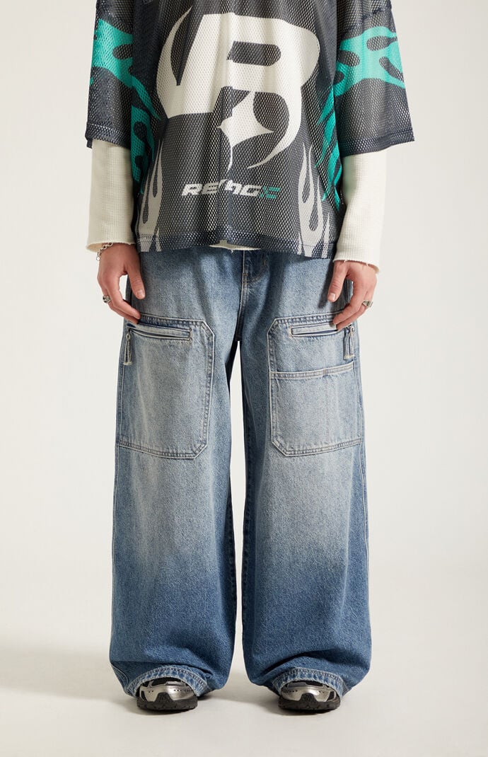 Pacsun Ryder Ultra Baggy Jeans Zippered Medium Blue | Pacsun