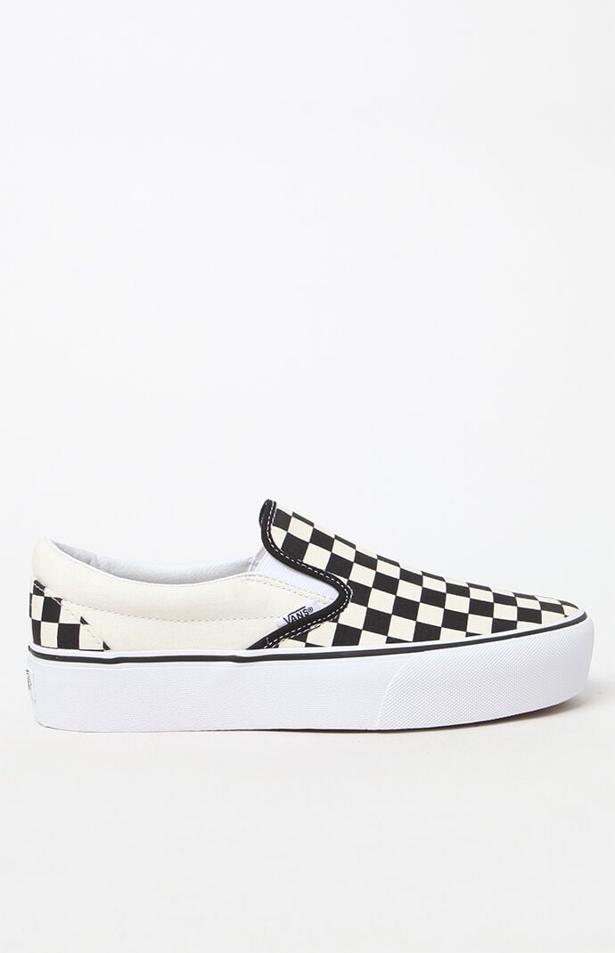 Women's Checkerboard Slip-On Platform Sneakers