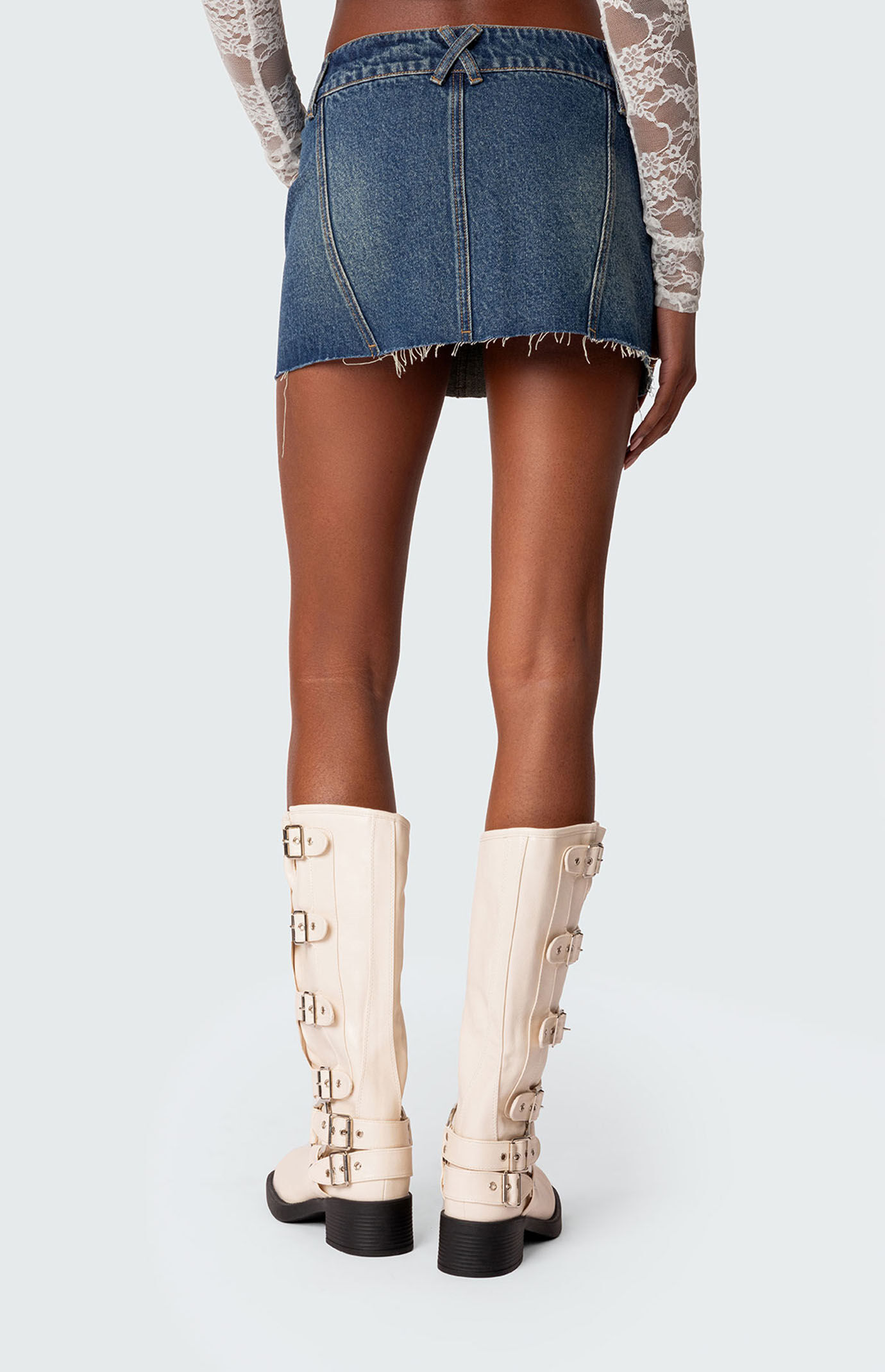 【BAON】Evonzi Washed Denim Mini Skirt Denim Mini Skirt – BASSIKE