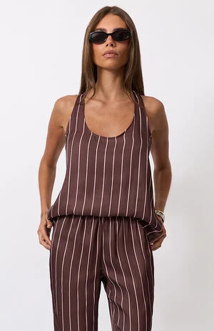 Brown Deep U Tank Top image number 1