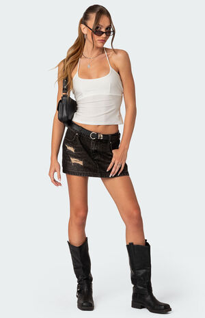 Distressed Denim Mini Skirt image number 2