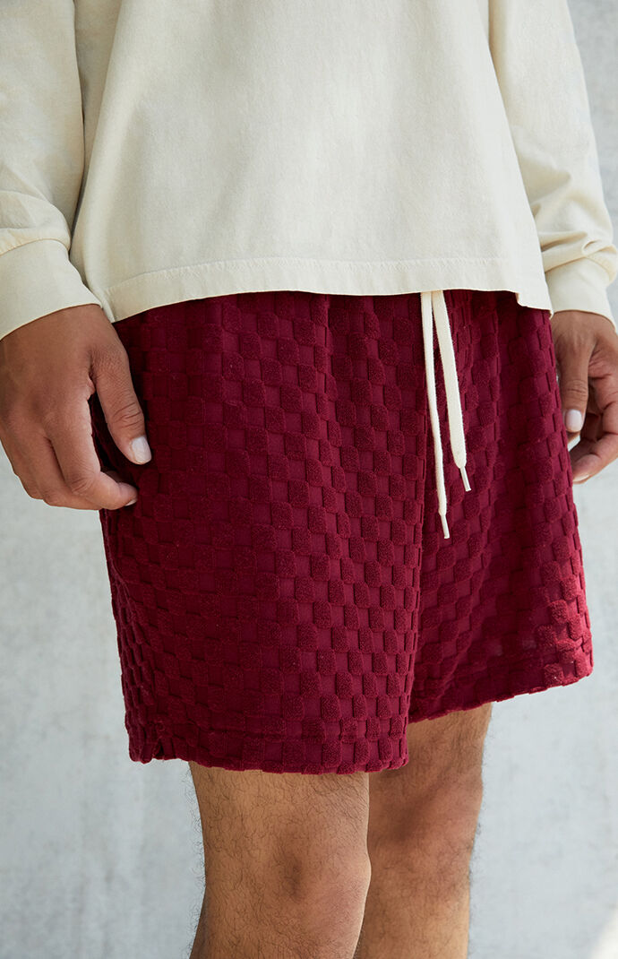 Velour Checkered Volley Shorts