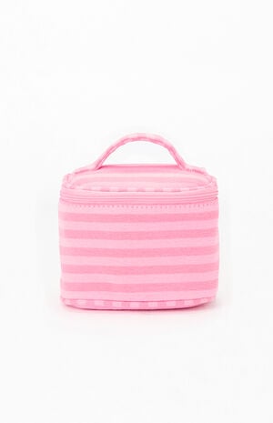 Pink Striped Makeup Bag image number 1