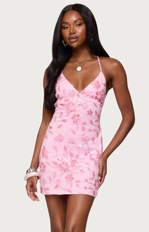 Ayv Sequin Floral Backless Mini Dress image number 1