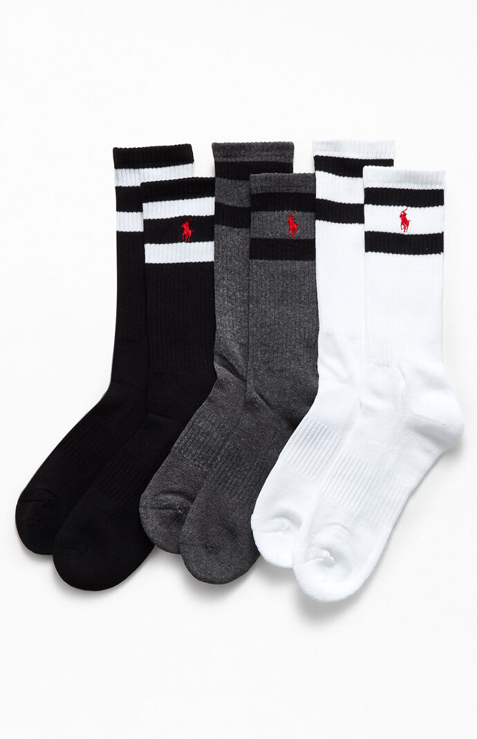 Three-Pack Striped Crew Socks