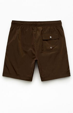 Brown Salt Solid 6" Volley Swim Trunks image number 2