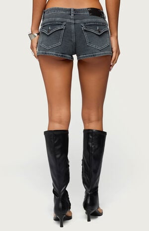 Whitlie Contrast Stitch Denim Shorts image number 3