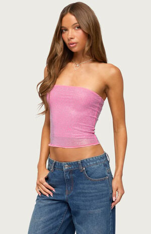Olea Rhinestone Mesh Top image number 2