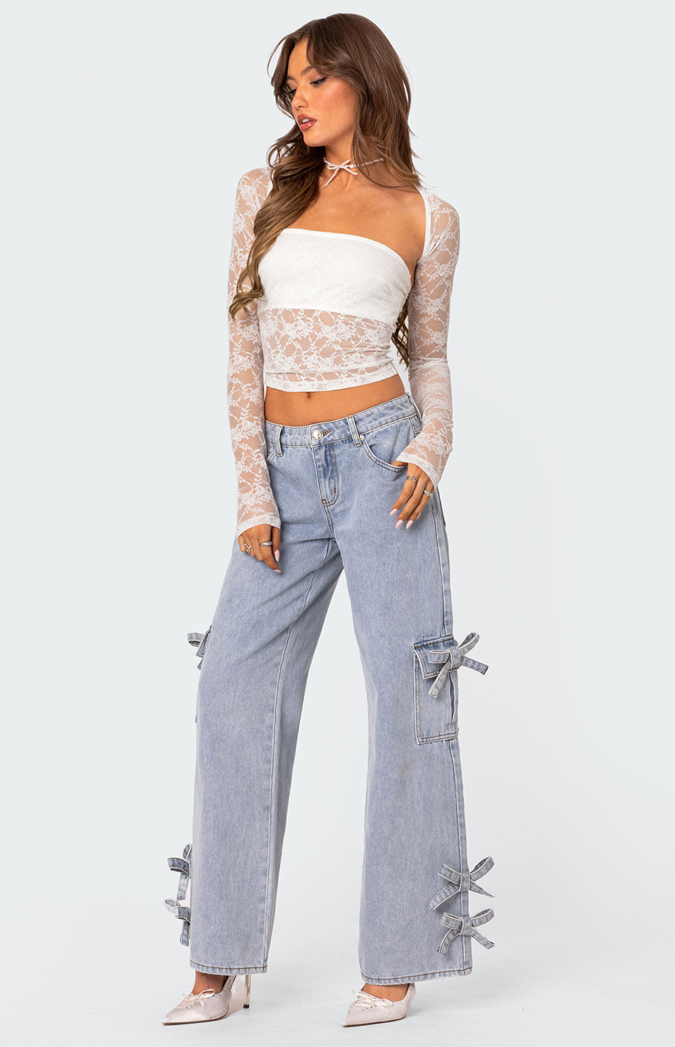 Edikted Addison Sheer Lace Two Piece Top | PacSun