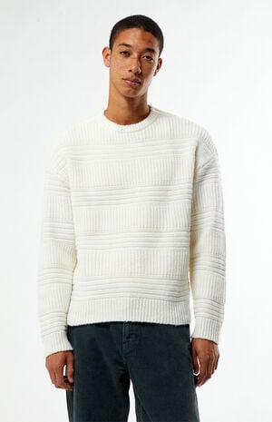 Cream Allan Jacquard Crew Neck Sweater image number 1