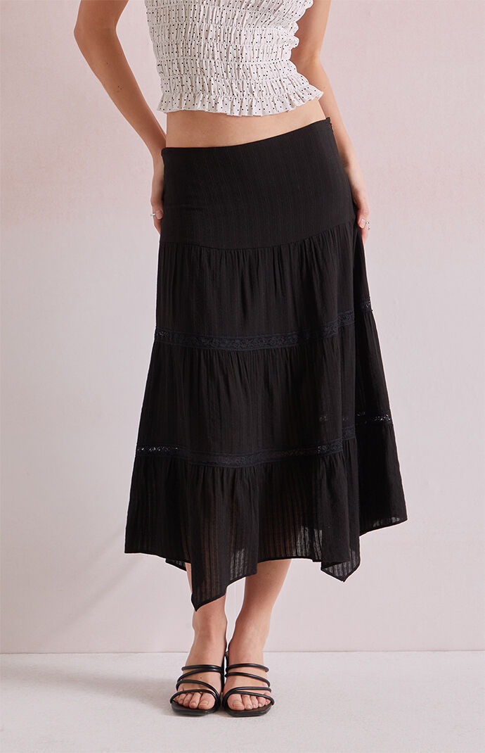 トッキー　5枚 Beverly and Beck Lace Tiered Midi Skirt | PacSun