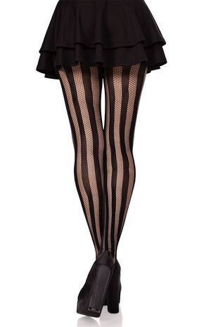 Kyra Striped Fishnet Tights image number 2