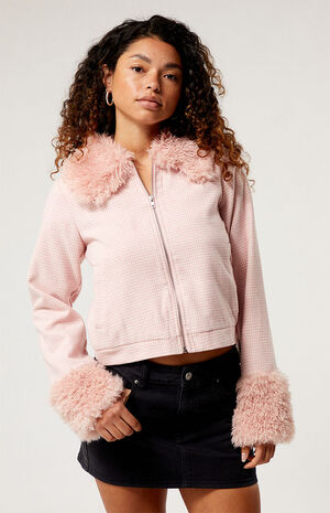 Houndstooth Faux Fur Jacket image number 3