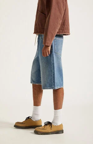 Austin Extreme Baggy&nbsp;Denim&nbsp;Shorts&nbsp;Drawstring Medium Blue image number 4