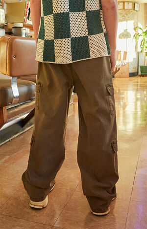 Stretch Olive E-Waist Porter Baggy Cargo Pants image number 3