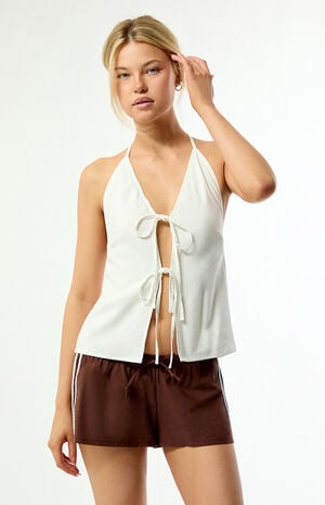 Rumi Linen Tie Front Halter Top image number 2