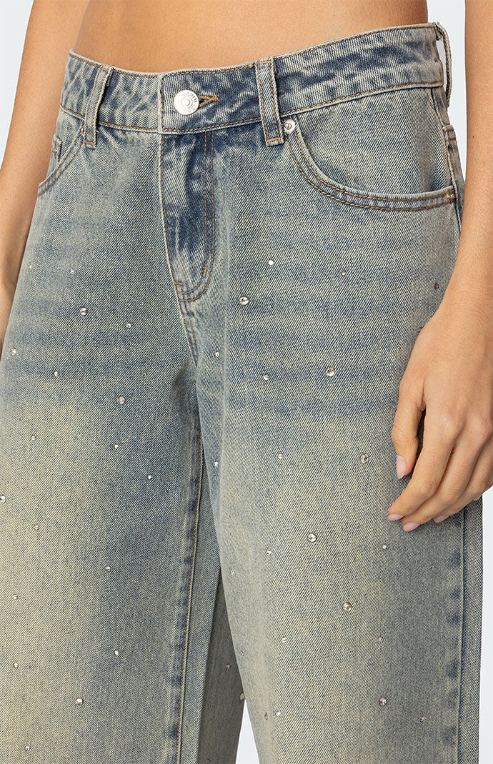 Edikted Rhinestone Low Rise Washed Jeans | PacSun