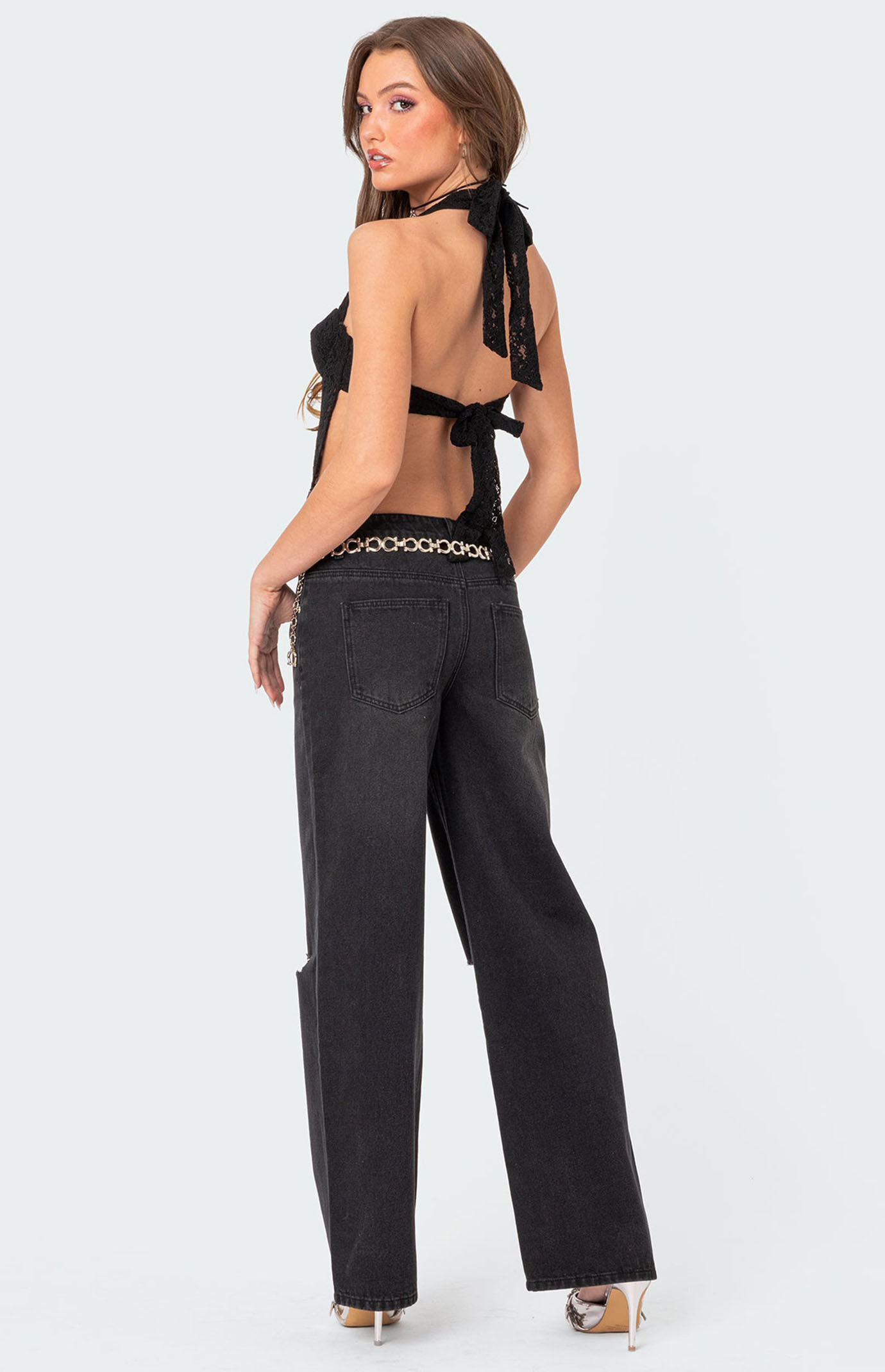 Edikted Debbie Distressed Low Rise Baggy Jeans | PacSun