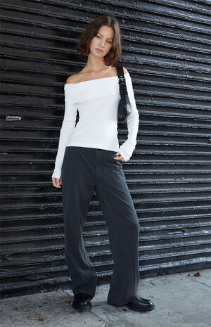 White Peggy Off-The-Shoulder Long Sleeve Top image number 4