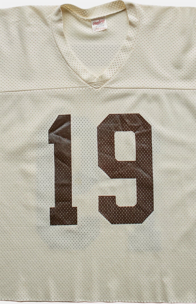 PS VINTAGE 90s 19 Mesh Jersey V-Neck Cropped Graphic Top