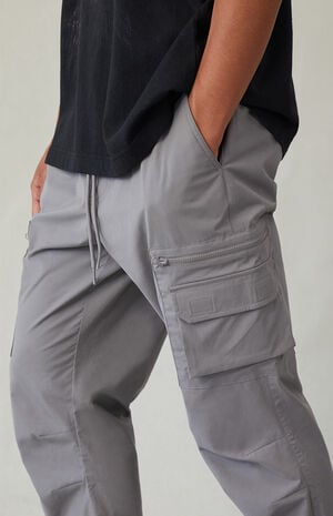 Stretch Gray Slim Cargo Pants image number 4