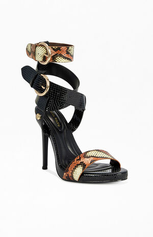 Women's Kandinsky Black Snake Stiletto Sandals image number 2