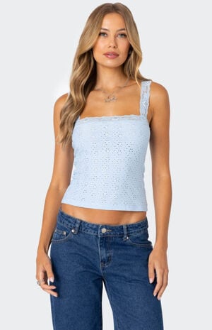 Virginia Lace Trim Eyelet Tank Top image number 1