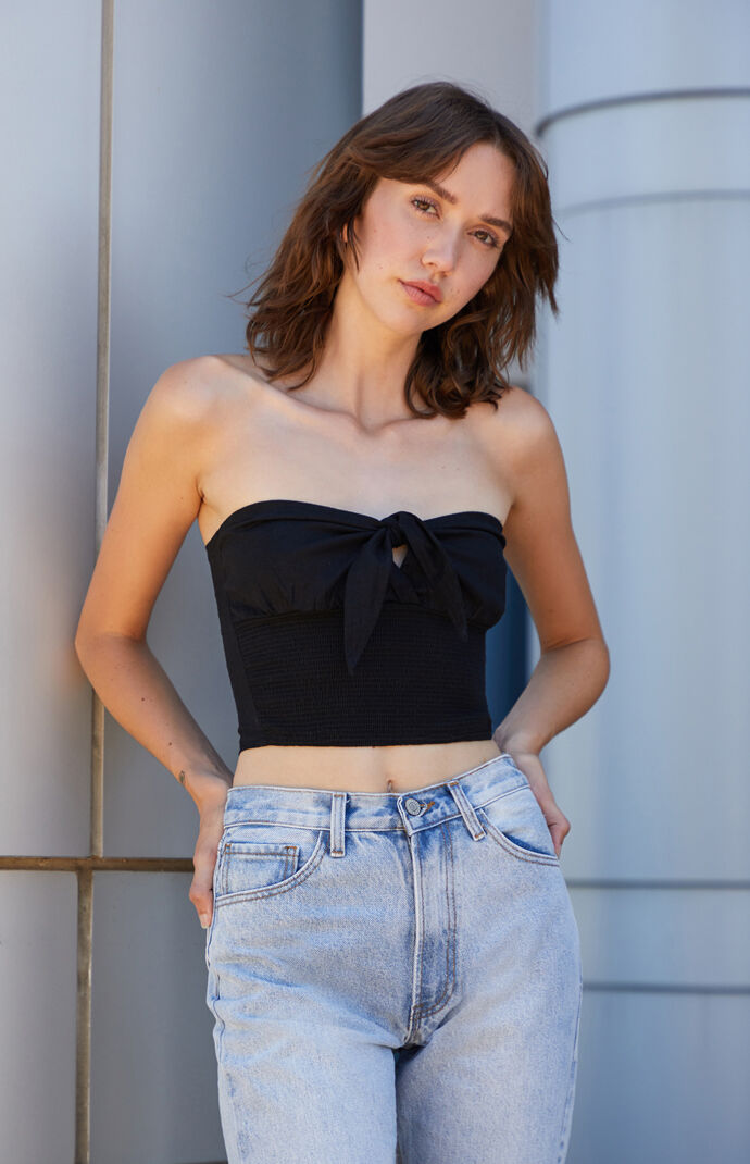 Black Tie Front Tube Top