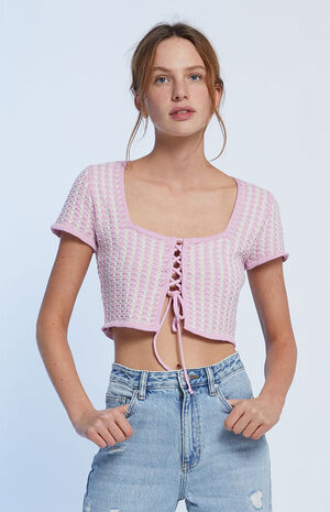 Lace Up Crochet Sweater image number 1