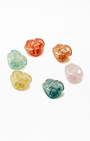 6 Pack Mini Heart Hair Claw Clips image number 1