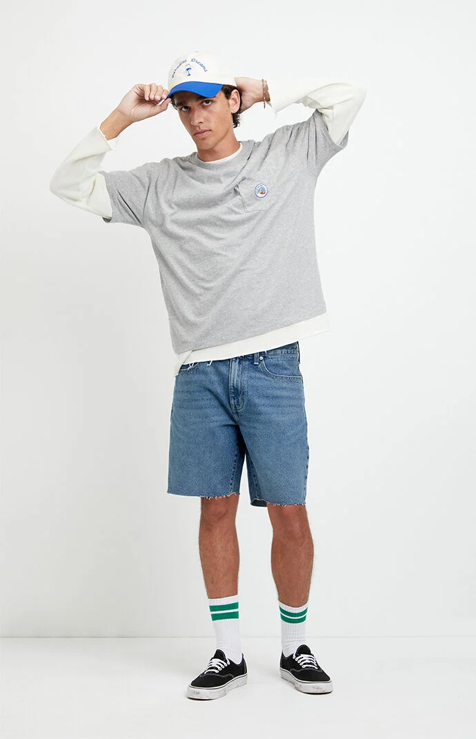 Pacsun Harrison Cutoff Baggy Jean Shorts Medium Blue Pacsun Harrison Cutoff Baggy Jean Shorts Medium Blue