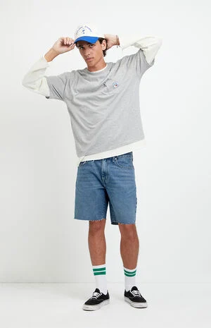Harrison Cutoff Baggy Jean Shorts Medium Blue image number 1