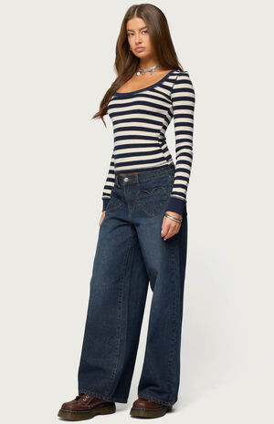 Heart Pockets Low Rise Baggy Jeans image number 4