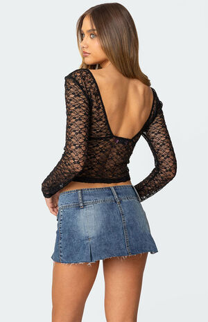 Sheer Lace V Neck Top image number 4