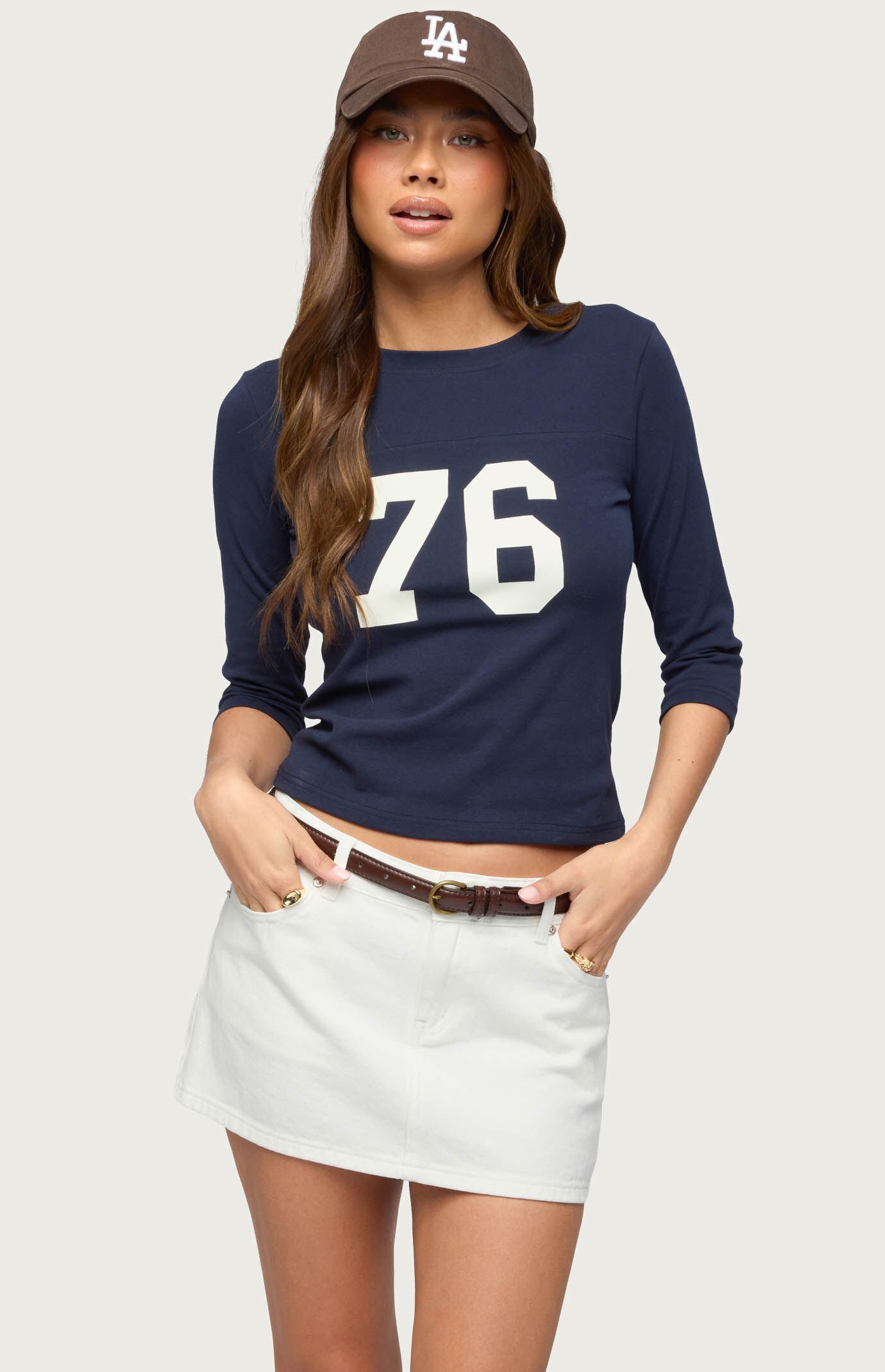 Edikted Seventy Six Quarter Sleeve T-Shirt