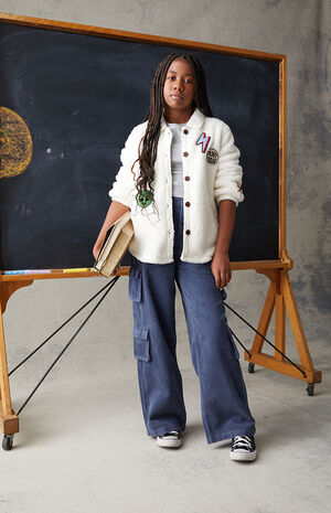 Off White Sherpa Homecoming Jacket image number 5