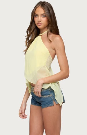 Chiffon Split Back Halter Top image number 2