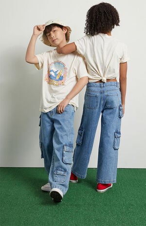 Light Blue Baggy Cargo Jeans Light Blue Baggy Cargo Jeans image number 1