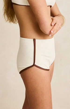 Cream Contrast Swim Shorts image number 1